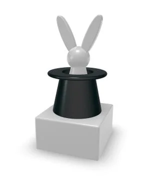 White rabbit in top hat - 3d illustration Stock Illustration
