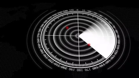 White radar screen scanning information digital technology used of armies i.. 스톡 일러스트