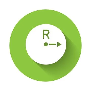 White Radius icon isolated with long shadow. Green circle button. Vector Illustrazione stock