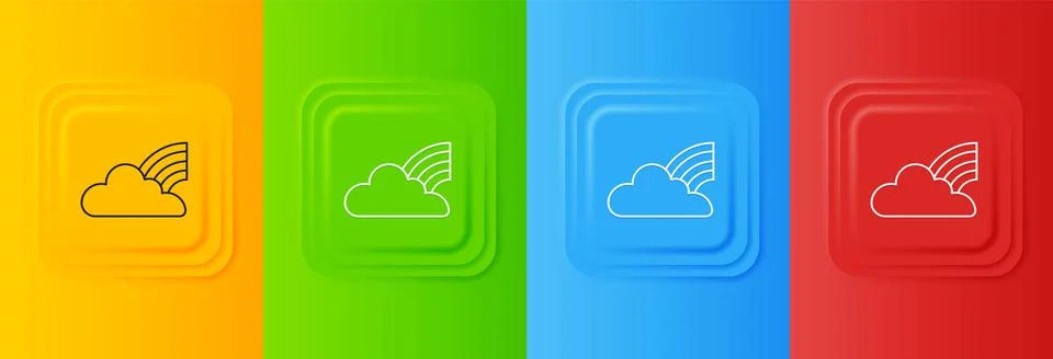 White Rainbow with clouds icon isolated on colorful background. Set icons i.. Stock Illustration