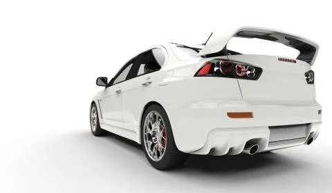 White Rally Car - Back Side View Ilustración de archivo