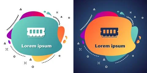 White RAM, random access memory icon isolated on white and blue background Illustrazione stock