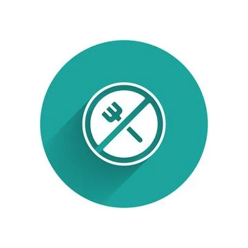 White Ramadan fasting icon isolated with long shadow background. Religious .. Stock Illustration