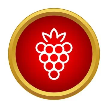 White raspberry outline icon on red circle Stock Illustration