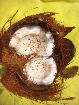 White Raw coconut pieces Stock Photos