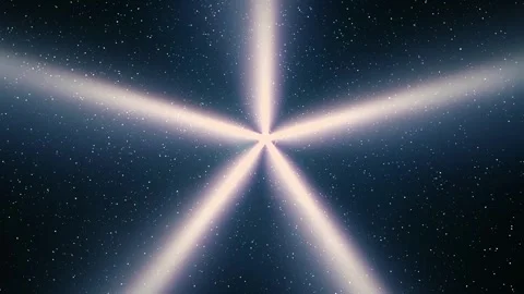 White rays emerge from the central point and move on a black background Stock Footage 330858833