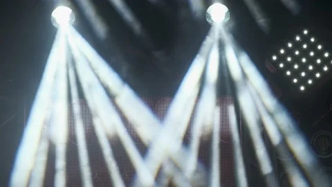 White Rays of Lighting Equipment on a stage decoration on a concert. Stock Footage 136052740