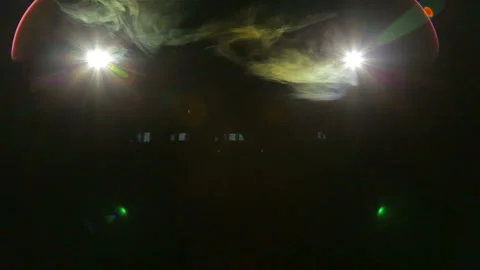White rays of profile spotlights in the dark in a smoke blanket 库存影片 112218871