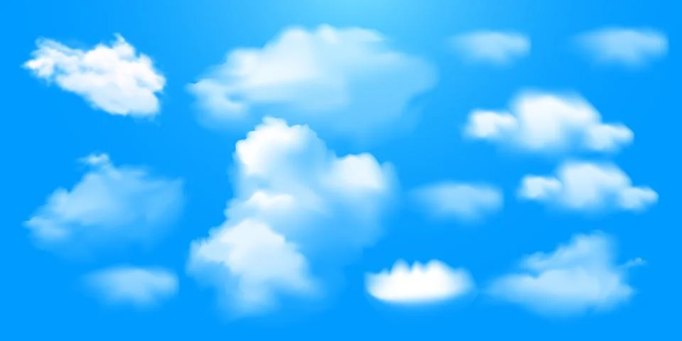 White realistic 3D cloud on the transparent background vector Stock Illustration