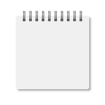 White realistic a6 notebook opened with soft shadows. Stock Illustration