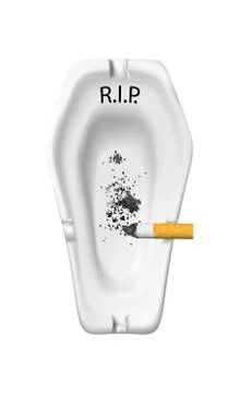 White realistic ashtray for cigarettes in a shape of coffin Illustrazione stock