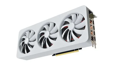 White Realistic Computer Graphic Video Card. Isolated On White Background. 스톡 일러스트