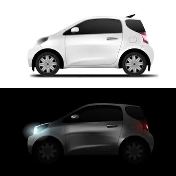 White Realistic Midget Mini Car Stock-Illustration