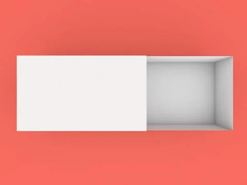 White realistic open paper box on a red background. Stock Illustration