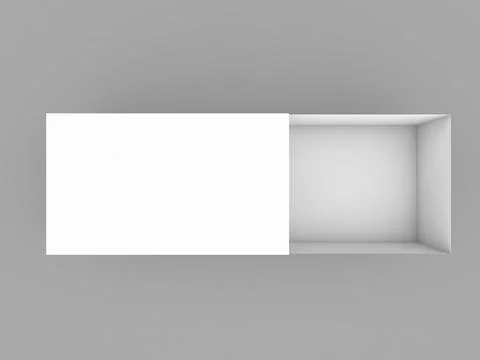 White realistic open paper box on a gray background. Stock Illustration
