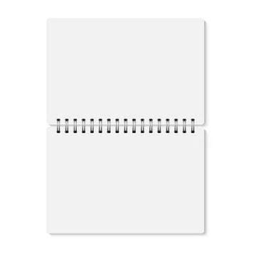 White realistic opened spiral bound notebook Illustrazione stock