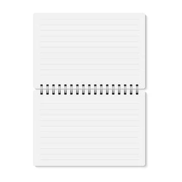 White realistic opened spiral bound notebook. Illustrazione stock