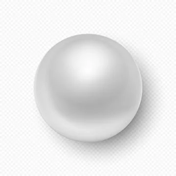 White Realistic Pearl, 3d Vector Illustration. Pearl Bead with Shadow. Beige  Ilustração Stock