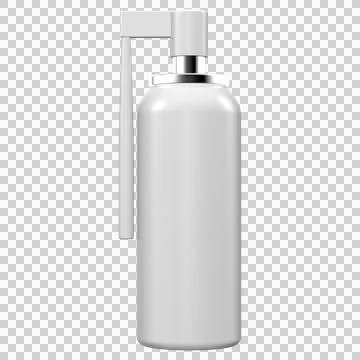 White realistic plastic spray bottle for throat disease treatment Stock Illustration