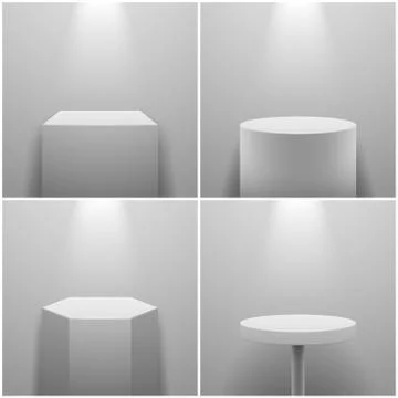 White realistic podium set on white background Stock Illustration