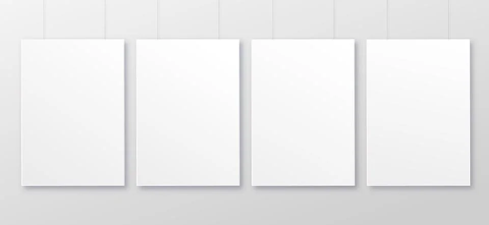 White realistic square empty picture frame on transparent background. mockup Stock Illustration