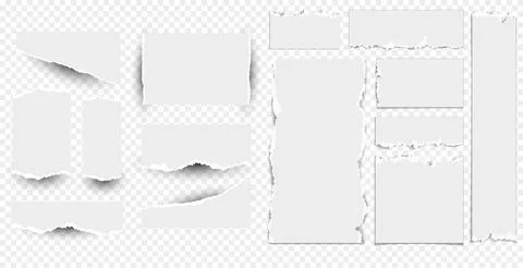 White realistic torn or ripped paper strip collection with grunge edges. Torn Stock Illustration
