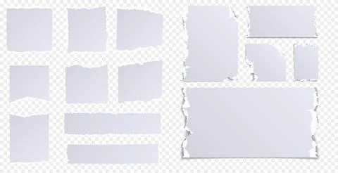 White realistic torn or ripped paper strip collection with grunge edges. Torn Stock Illustration
