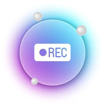 White Record button icon isolated on white background. Rec button. Blue and.. Stock Illustration