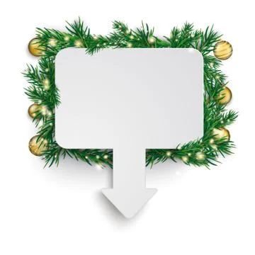 White Rectangle Arrow Marker Board Green Twigs Stock Illustration