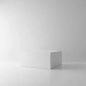 White rectangle block cube in empty room background. Abstract Interior arc... Stock Photos