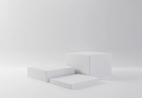 White rectangle cube product showcase table on isolate background. Abstract.. Stock Illustration
