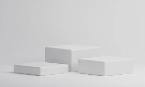 White rectangle cube product showcase table on isolate background. Abstract.. Stock Illustration