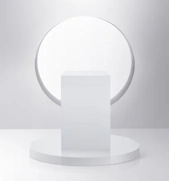 White rectangle empty pedestal and white window wall. Simple template for an 스톡 일러스트