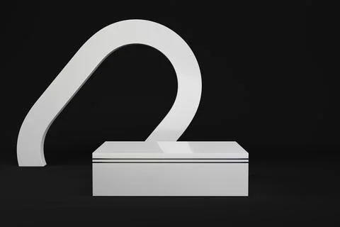 White rectangle pedestal with abstract geometric shape for product display イラスト素材