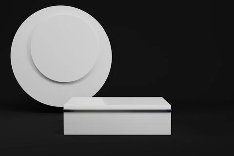 White rectangle pedestal with cylinder shape geometry for product display Stock Illustration