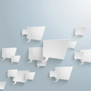 White rectangle speech bubbles arrow Stock Illustration