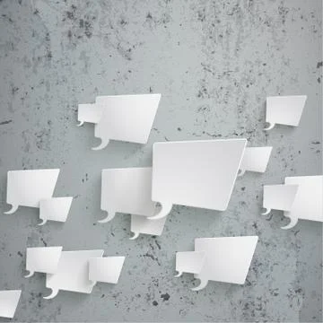 White Rectangle Speech Bubbles Concrete Stock Illustration
