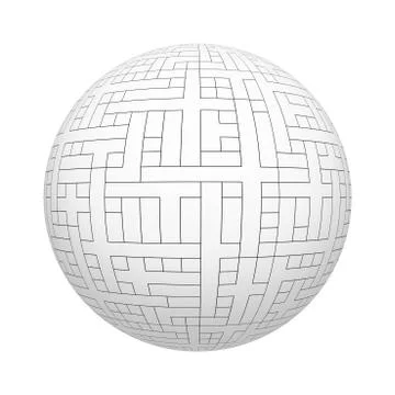 White rectangle tiles texture pattern on ball or sphere shape isolated on whi イラスト素材