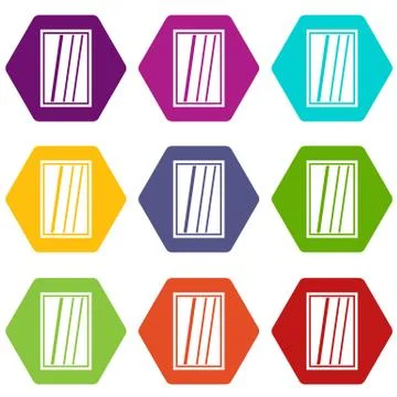 White rectangle window icon set color hexahedron Illustrazione stock