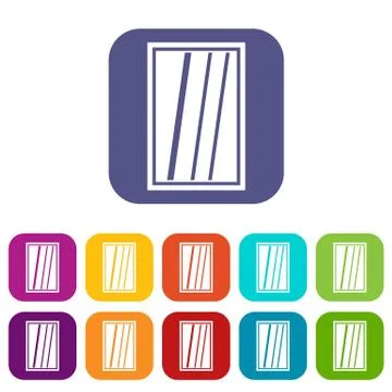 White rectangle window icons set flat Stock Illustration