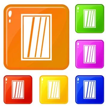 White rectangle window icons set color Illustrazione stock