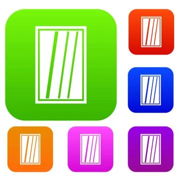 White rectangle window set color collection Illustrazione stock