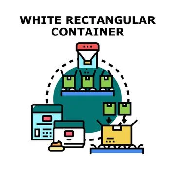 White rectangular container packaging production line process Stock Illustration