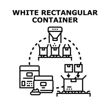 White rectangular container packaging production line process Stock Illustration