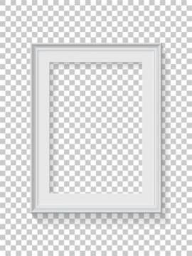White rectangular frame for picture on transparent background. Blank vertical Stock Illustration