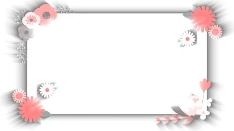 White rectangular frame with pink flowers moving on each side, a suitable frame Stock Footage 134393884