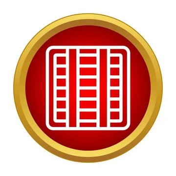 White rectangular grate icon in red circle 스톡 일러스트