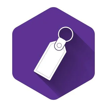 White Rectangular key chain with ring for key icon isolated with long shadow イラスト素材