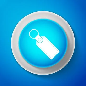 White Rectangular key chain with ring for key icon isolated on blue background 库存插图