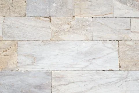 White rectangular marble stone wall texture, natural masonry, tile surface Stock Photos
